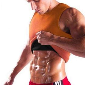 MEN'S BODY SHAPING NEOPRENE SAUNA VEST With LOGO (Option: Orange-2XL)